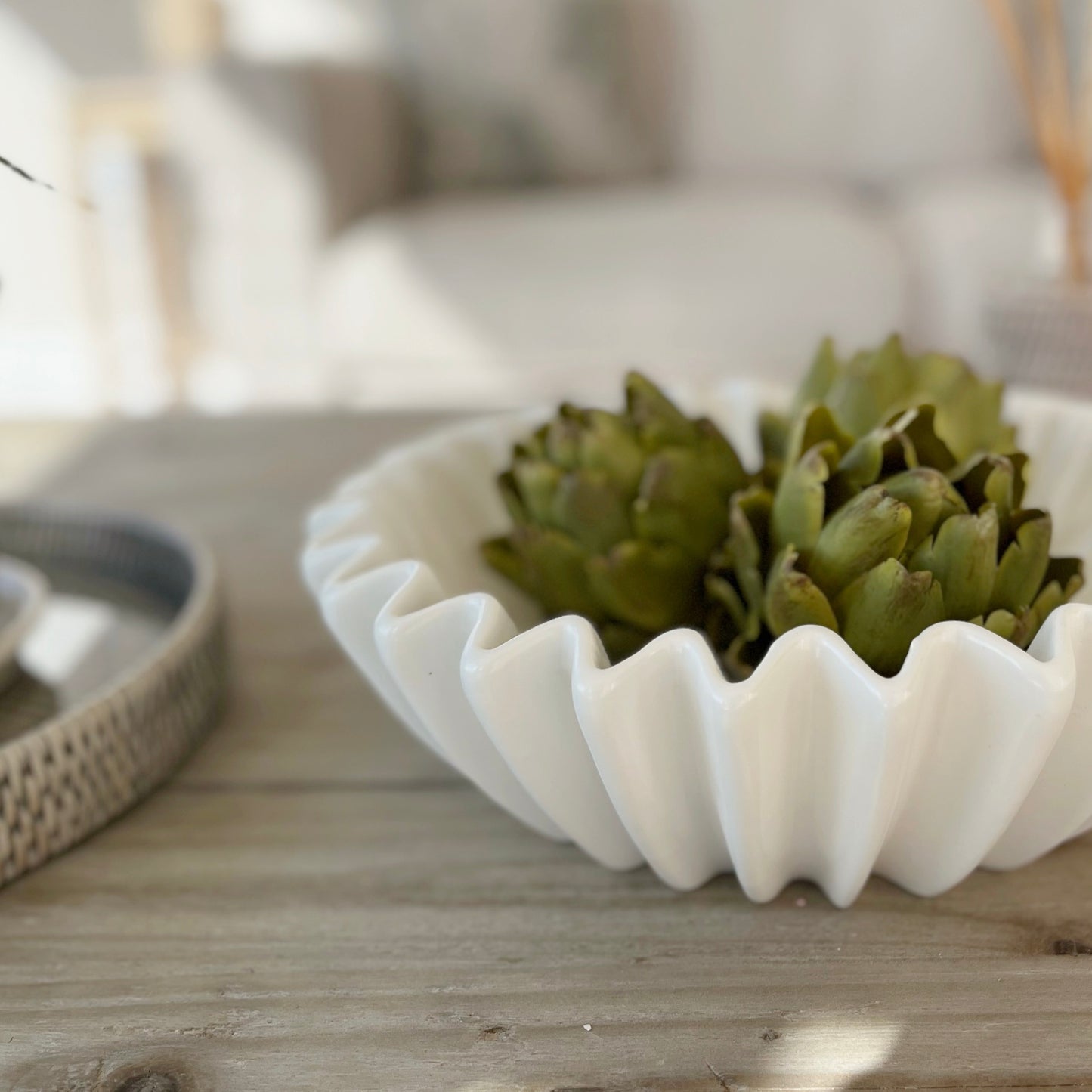 Large Chalk Waved Bowl