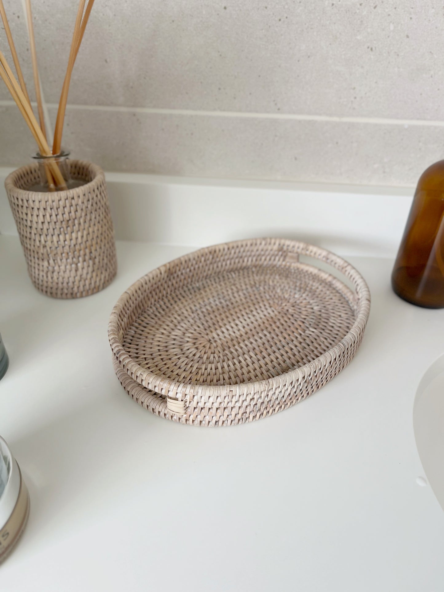 Small Oval Rattan Tray