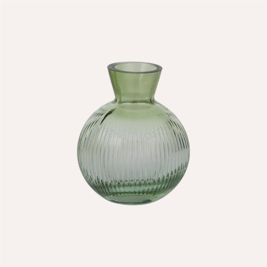 Green Ribbed Vase